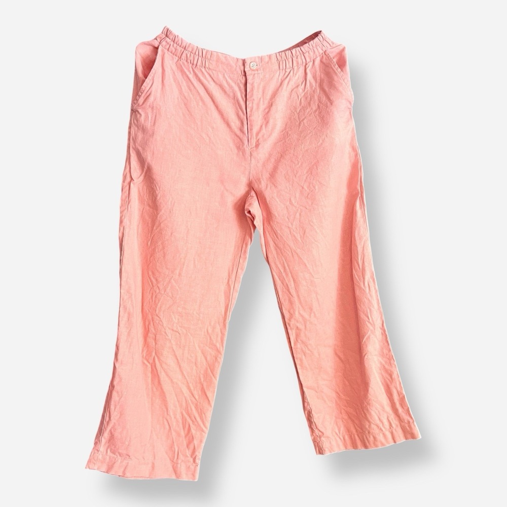 Bagatelle Peach Wide Leg Cropped‎ Pants Linen Women's Size 6P Petite